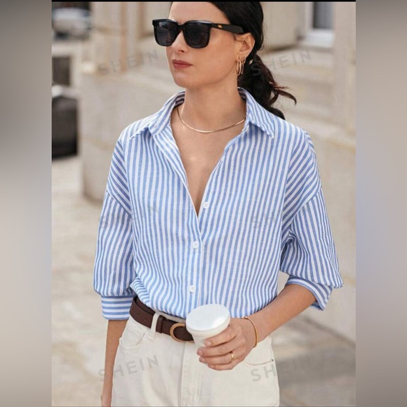 NAIF Tops - NAÏF Oversized Striped Blouse